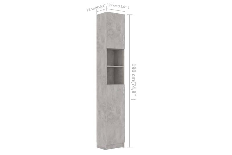 Kylpyhuonekaappi betoninharmaa 32x25,5x190 cm lastulevy - Talo & remontointi - Keittiö & kylpyhuone - Kylpyhuone - Kylpyhuonekalusteet - Kylpyhuoneen säilytys