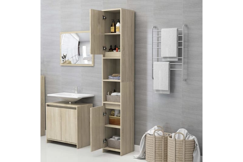Kylpyhuonekaappi Sonoma-tammi 30x30x183,5 cm lastulevy - Talo & remontointi - Keittiö & kylpyhuone - Kylpyhuone - Kylpyhuonekalusteet - Kylpyhuoneen säilytys