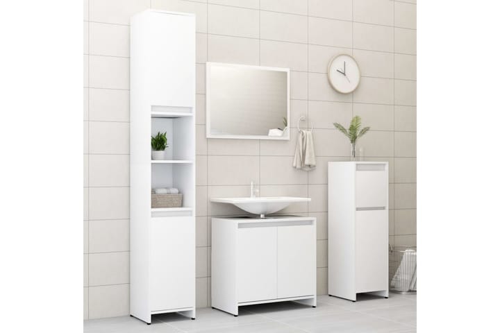 Kylpyhuonekaappi valkoinen 30x30x95 cm lastulevy - Valkoinen - Kylpyhuoneen säilytys