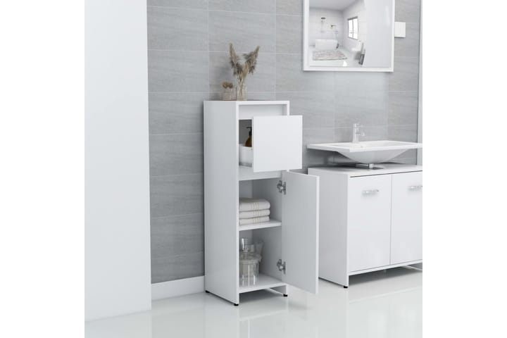 Kylpyhuonekaappi valkoinen 30x30x95 cm lastulevy - Valkoinen - Kylpyhuoneen säilytys