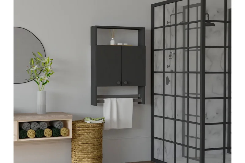 Kylpyhuonesäilytys Zakkum 60x87 cm, Antrasiitti