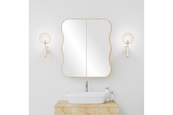 Kylpyhuoneen seinäkaappi peilillä Najmin 45 cm - Tammi - Peilikaapit - Kylpyhuoneekaappi valaistuksella