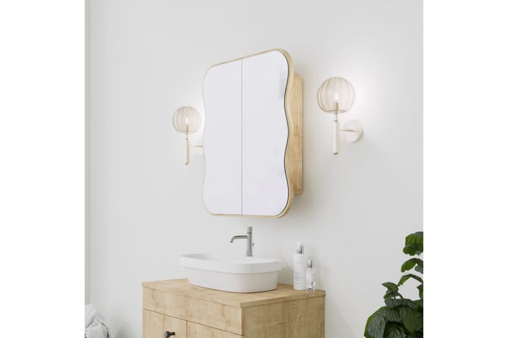 Kylpyhuoneen seinäkaappi peilillä Najmin 45 cm - Tammi - Peilikaapit - Kylpyhuoneekaappi valaistuksella