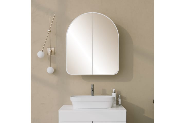 Kylpyhuoneen seinäkaappi peilillä Duigen 45 cm - Valkoinen - Peilikaapit - Kylpyhuoneekaappi valaistuksella