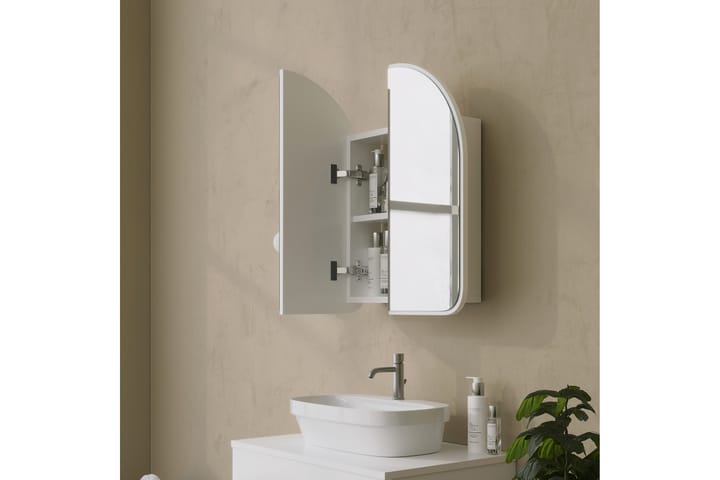 Kylpyhuoneen seinäkaappi peilillä Duigen 45 cm - Valkoinen - Peilikaapit - Kylpyhuoneekaappi valaistuksella
