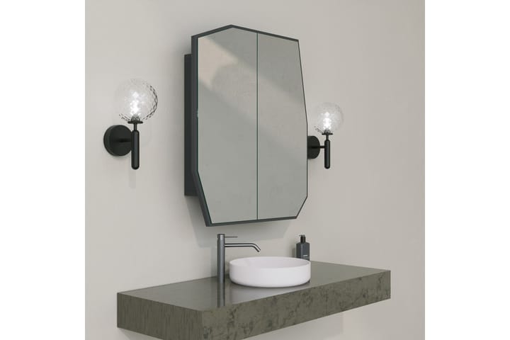 Kylpyhuoneen seinäkaappi peilillä Patni 45 cm - Musta - Peilikaapit - Kylpyhuoneekaappi valaistuksella