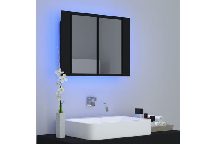Kylpyhuoneen peilikaappi LED 60x12x45 cm - Musta - Peilikaapit - Kylpyhuoneekaappi valaistuksella