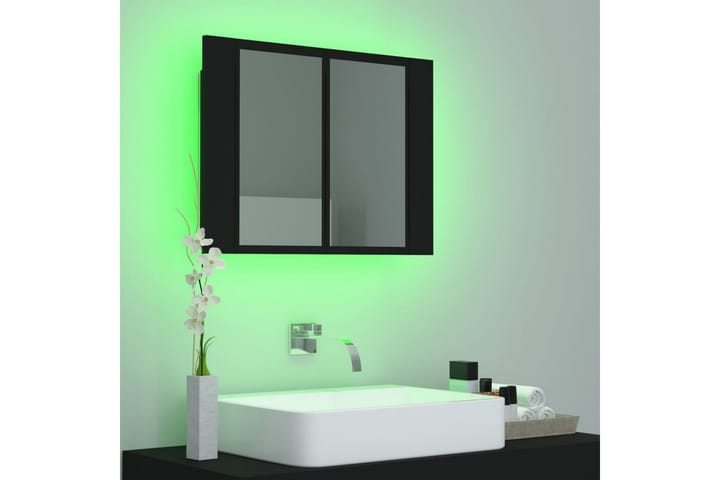 Kylpyhuoneen peilikaappi LED 60x12x45 cm - Musta - Peilikaapit - Kylpyhuoneekaappi valaistuksella