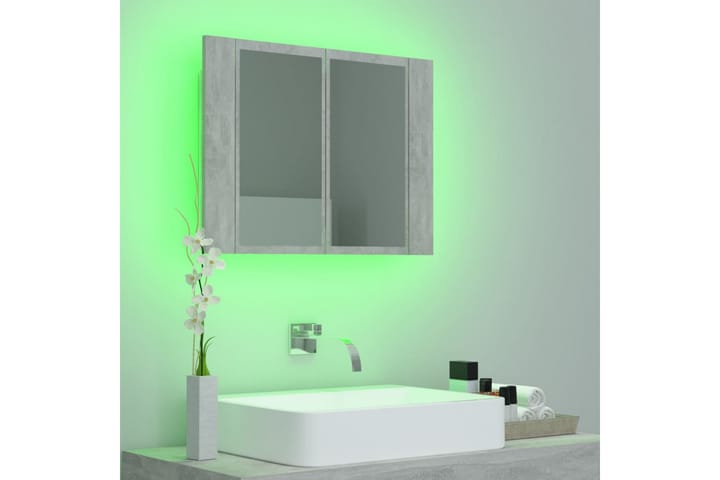 Kylpyhuoneen peilikaappi LED 60x12x45 cm - Betoninharmaa - Peilikaapit - Kylpyhuoneekaappi valaistuksella