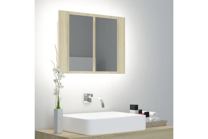 Kylpyhuoneen peilikaappi LED 60x12x45 cm - Ruskea - Peilikaapit - Kylpyhuoneekaappi valaistuksella