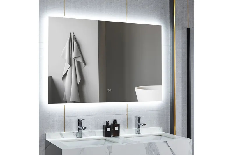 Kylpyhuoneen peili 100x80 cm LED-valaistuksella ja huurteenestolla - Talo & remontointi - Keittiö & kylpyhuone - Kylpyhuone - Kylpyhuonekalusteet - Kylpyhuoneen peilit