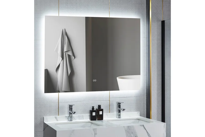 Kylpyhuoneen peili 120x100 cm LED-valaistuksella ja huurteenestolla - Talo & remontointi - Keittiö & kylpyhuone - Kylpyhuone - Kylpyhuonekalusteet - Kylpyhuoneen peilit