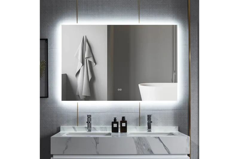 Kylpyhuoneen peili 100x80 cm LED-valaistuksella ja huurteenestolla, undefined