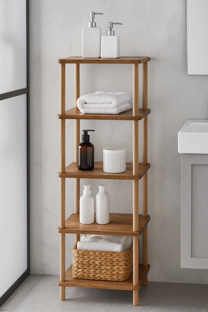 Kylpyhuonehylly Hanah Home Pika Bath (40 x 185 x 30 cm) Mänty - Mänty - Talo & remontointi - Keittiö & kylpyhuone - Kylpyhuone - Kylpyhuonekalusteet - Kylpyhuoneen hyllyt