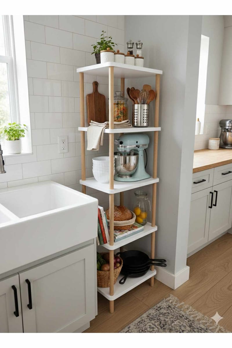 Kylpyhuonehylly Hanah Home Pika Bath (40 x 185 x 30 cm) Valkoinen - Valkoinen - Talo & remontointi - Keittiö & kylpyhuone - Kylpyhuone - Kylpyhuonekalusteet - Kylpyhuoneen hyllyt