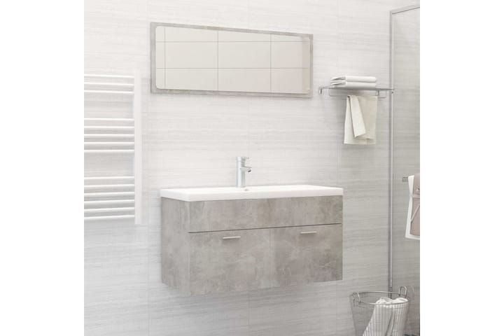 2-osainen kylpyhuoneen kalustesarja betoninharmaa lastulevy - Harmaa - Kylpyhuonekaapit - Pyykkikaappi - Seinäkaappi & korkea kaappi - Kylpyhuoneekaappi valaistuksella
