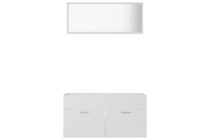 2-osainen kylpyhuoneen kalustesarja valkoinen lastulevy - Valkoinen - Kylpyhuoneekaappi valaistuksella - Seinäkaappi & korkea kaappi - Pyykkikaappi - Kylpyhuonekaapit