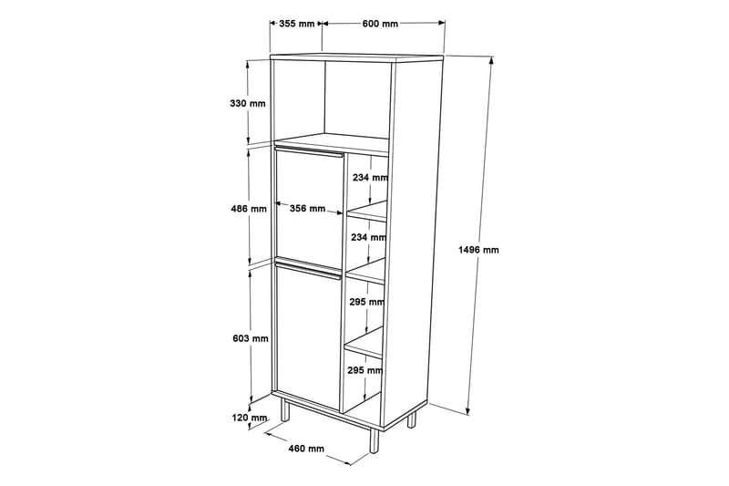 Korkea kylpyhuoneen kaappi Liyakat 161,6 cm - Tammi - Kylpyhuoneekaappi valaistuksella - Seinäkaappi & korkea kaappi - Pyykkikaappi - Kylpyhuonekaapit