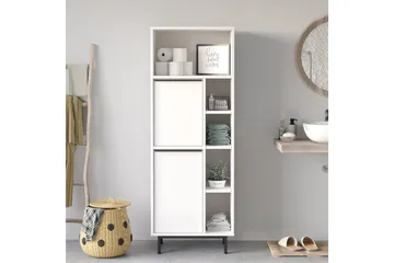 Korkea kylpyhuoneen kaappi Liyakat 161,6 cm - Valkoinen - Talo & remontointi - Keittiö & kylpyhuone - Kylpyhuone - Kylpyhuonekalusteet - Kylpyhuonekaapit