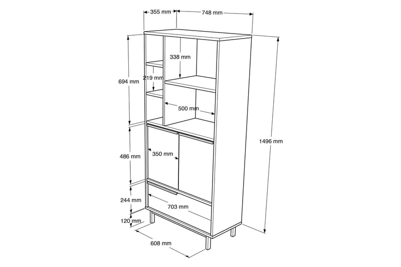 Korkea kylpyhuoneen kaappi Liyakat 161,6 cm - Valkoinen - Kylpyhuoneekaappi valaistuksella - Seinäkaappi & korkea kaappi - Pyykkikaappi - Kylpyhuonekaapit