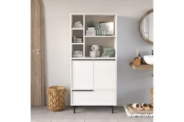 Korkea kylpyhuoneen kaappi Liyakat 161,6 cm - Valkoinen - Talo & remontointi - Keittiö & kylpyhuone - Kylpyhuone - Kylpyhuonekalusteet - Kylpyhuonekaapit