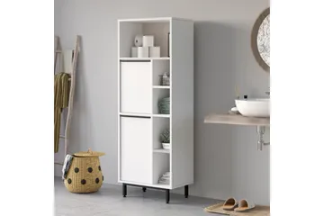 Korkea kylpyhuoneen kaappi Liyakat 161,6 cm - Valkoinen - Talo & remontointi - Keittiö & kylpyhuone - Kylpyhuone - Kylpyhuonekalusteet - Kylpyhuonekaapit