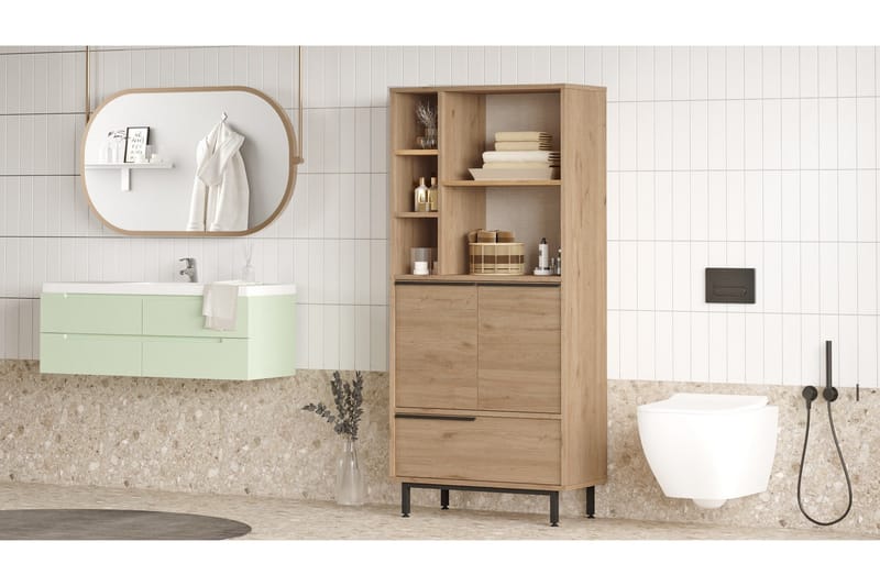 Korkea kylpyhuoneen kaappi Liyakat 161,6 cm, Pähkinä