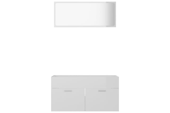 Kylpyhuoneen kalustesarja 2 osaa korkeakiilto lastulevy - Valkoinen - Kylpyhuoneekaappi valaistuksella - Seinäkaappi & korkea kaappi - Pyykkikaappi - Kylpyhuonekaapit