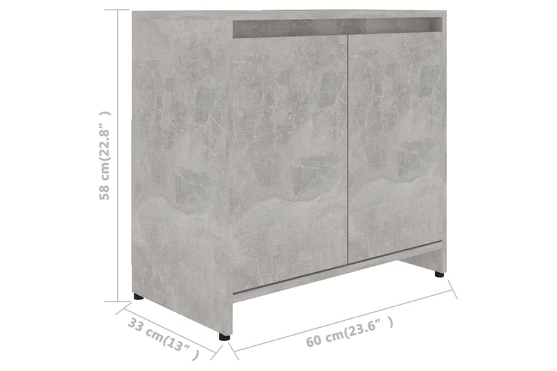 Kylpyhuonekaappi betoninharmaa 60x33x58 cm lastulevy - Harmaa - Talo & remontointi - Keittiö & kylpyhuone - Kylpyhuone - Kylpyhuonekalusteet - Kylpyhuonekaapit