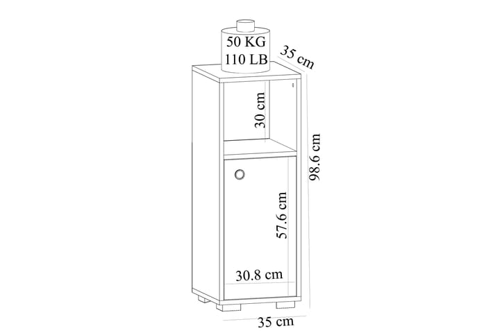 Kylpyhuonekaappi Deliacti 35x35 cm - Valkoinen - Kylpyhuoneekaappi valaistuksella - Seinäkaappi & korkea kaappi - Pyykkikaappi - Kylpyhuonekaapit