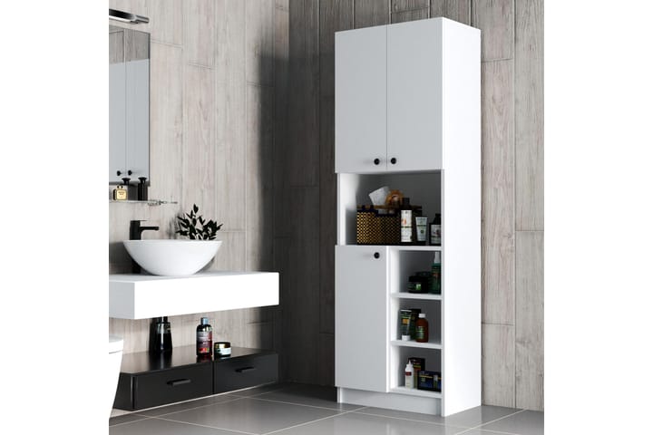 Kylpyhuonekaappi Jarden 35x69 cm - Valkoinen - Kylpyhuoneekaappi valaistuksella - Seinäkaappi & korkea kaappi - Pyykkikaappi - Kylpyhuonekaapit