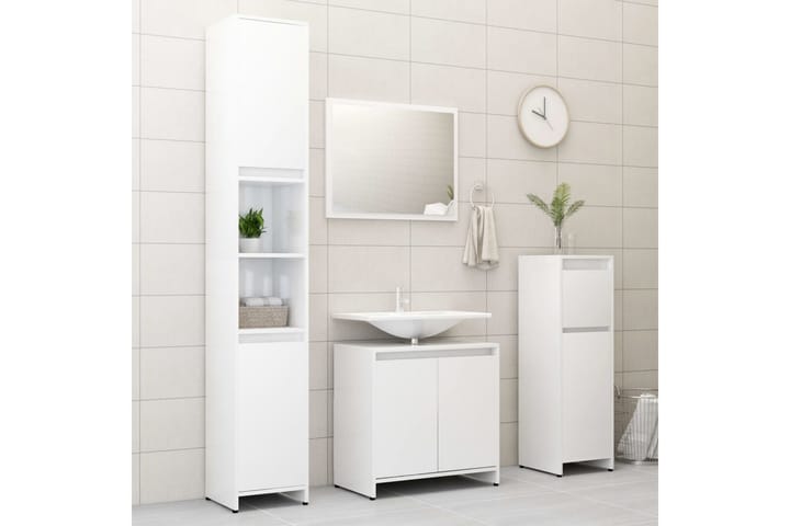 Kylpyhuonekaappi korkeakiilto valkoinen 30x30x95cm lastulevy - Valkoinen - Kylpyhuoneekaappi valaistuksella - Seinäkaappi & korkea kaappi - Kylpyhuonekaapit