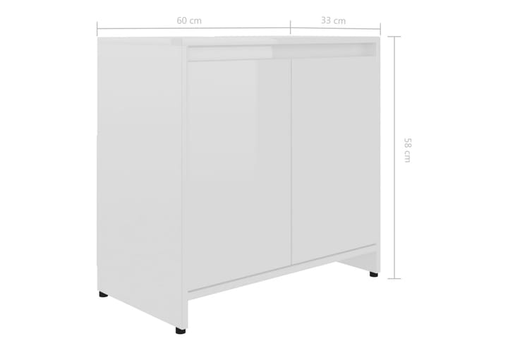Kylpyhuonekaappi korkeakiilto valkoinen 60x33x58 cm - Valkoinen - Kylpyhuonekaapit - Seinäkaappi & korkea kaappi - Kylpyhuoneekaappi valaistuksella