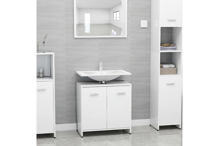 Kylpyhuonekaappi korkeakiilto valkoinen 60x33x58cm lastulevy - Valkoinen - Kylpyhuoneekaappi valaistuksella - Kylpyhuonekaapit - Seinäkaappi & korkea kaappi