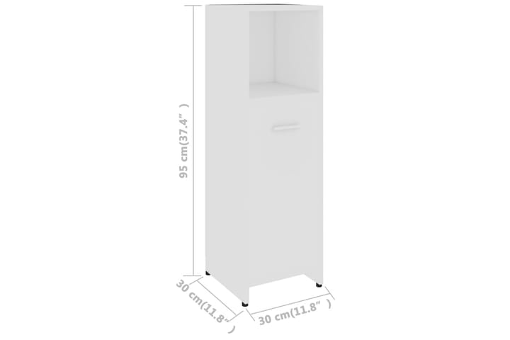 Kylpyhuonekaappi valkoinen 30x30x95 cm lastulevy - Valkoinen - Kylpyhuoneekaappi valaistuksella - Seinäkaappi & korkea kaappi - Kylpyhuonekaapit