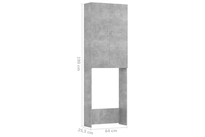 Pesukonekaappi betoninharmaa 64x25,5x190 cm - Kylpyhuoneekaappi valaistuksella - Seinäkaappi & korkea kaappi - Pyykkikaappi - Kylpyhuonekaapit