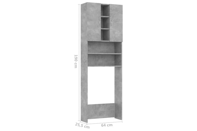 Pesukonekaappi betoninharmaa 64x25,5x190 cm - Talo & remontointi - Keittiö & kylpyhuone - Kylpyhuone - Kylpyhuonekalusteet - Kylpyhuonekaapit