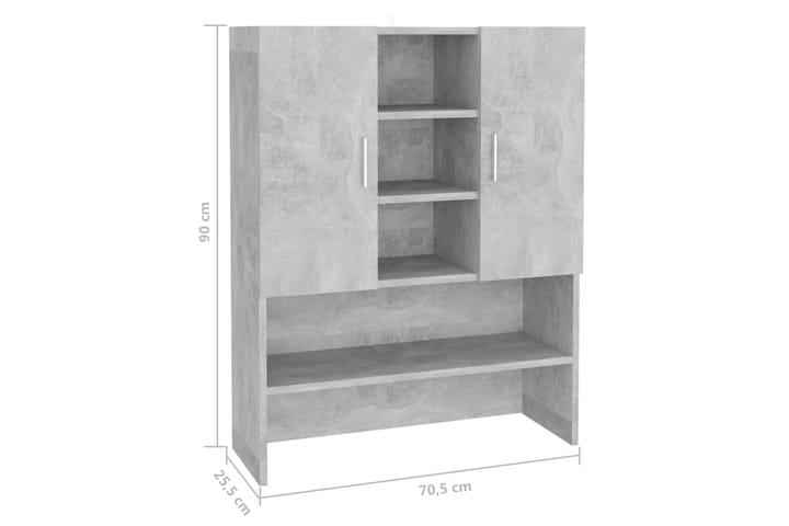 Pesukonekaappi betoninharmaa 70,5x25,5x90 cm - Kylpyhuoneekaappi valaistuksella - Seinäkaappi & korkea kaappi - Pyykkikaappi - Kylpyhuonekaapit