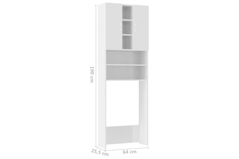 Pesukonekaappi korkeakiilto valkoinen 64x25,5x190 cm - Talo & remontointi - Keittiö & kylpyhuone - Kylpyhuone - Kylpyhuonekalusteet - Kylpyhuonekaapit