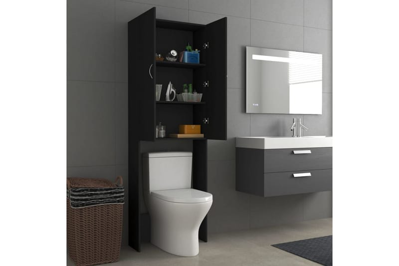 Pesukonekaappi musta 64x25,5x190 cm - Talo & remontointi - Keittiö & kylpyhuone - Kylpyhuone - Kylpyhuonekalusteet - Kylpyhuonekaapit
