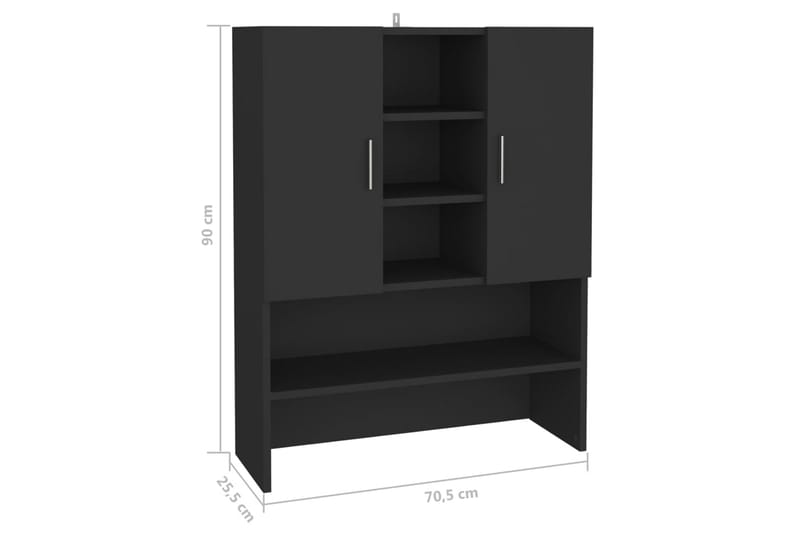 Pesukonekaappi musta 70,5x25,5x90 cm - Talo & remontointi - Keittiö & kylpyhuone - Kylpyhuone - Kylpyhuonekalusteet - Kylpyhuonekaapit