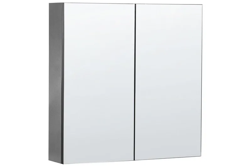 Kylpyhuonekaappi ja peili Navarra Musta, Hopea, 60x14x60 cm, Musta, Hopea, 60x14x60 cm