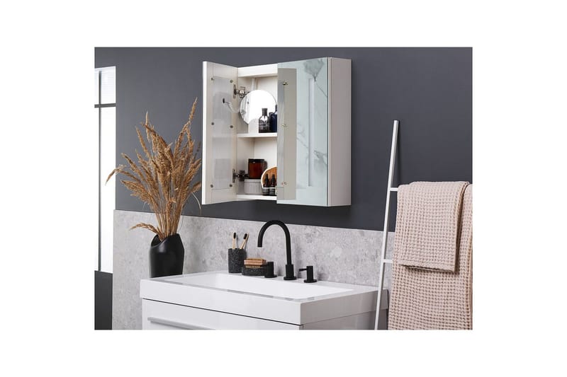 Kylpyhuonekaappi ja peili Chabunco Valkoinen, hopea - Valkoinen, hopea - Talo & remontointi - Keittiö & kylpyhuone - Kylpyhuone - Kylpyhuonekalusteet - Peilikaapit