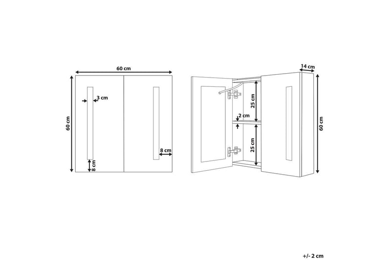 Kylpyhuonekaappi ja peili Chabunco Valkoinen, hopea - Valkoinen, hopea - Talo & remontointi - Keittiö & kylpyhuone - Kylpyhuone - Kylpyhuonekalusteet - Peilikaapit