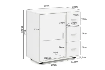 Kylpyhuonekaappi Muche 60x33 cm - Valkoinen - Talo & remontointi - Keittiö & kylpyhuone - Kylpyhuone - Kylpyhuonekalusteet - Allaskaappi