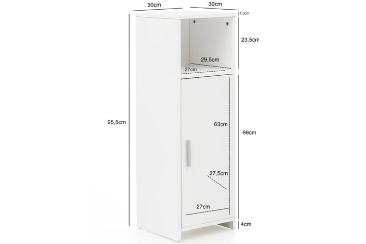 Kylpyhuonekaappi Richner 30x30 cm - Valkoinen - Peilikaapit - Kylpyhuoneekaappi valaistuksella
