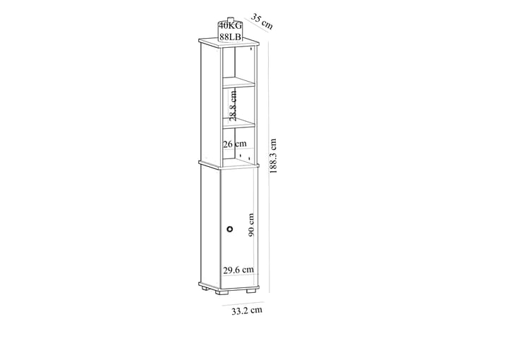 Kylpyhuonekaappi Salver 35x33 cm - Valkoinen - Kylpyhuoneekaappi valaistuksella - Seinäkaappi & korkea kaappi - Pyykkikaappi - Kylpyhuonekaapit