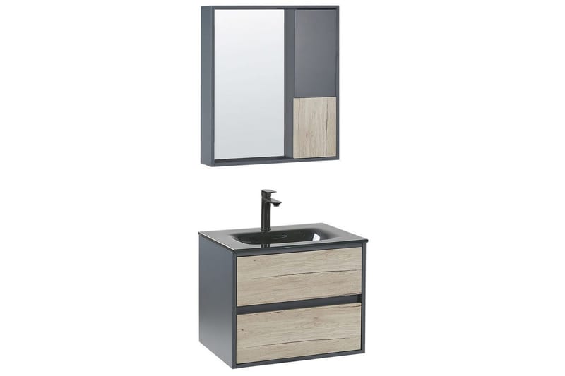 Kylpyhuonekaappi Teruel Harmaa, vaalea puu, 60x48x70 cm, Harmaa, vaalea puu, 60x48x70 cm