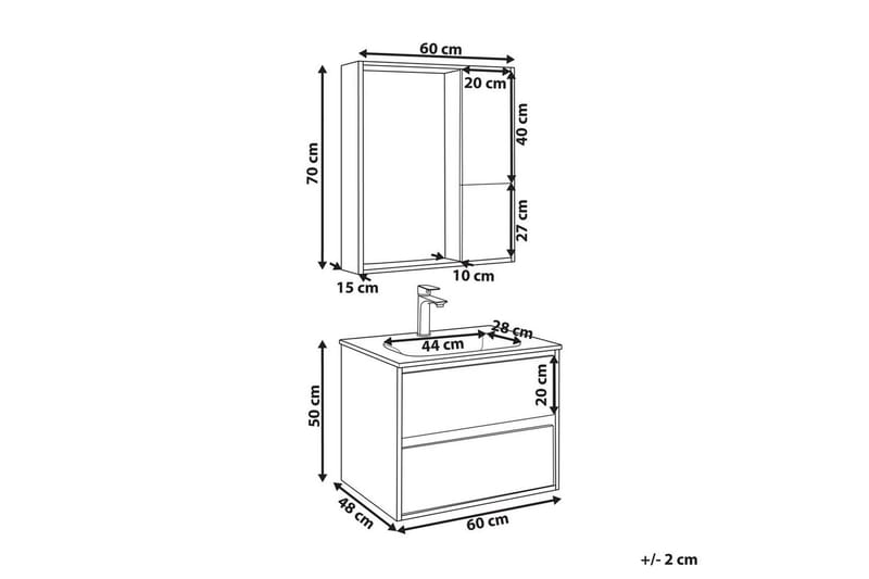 Kylpyhuonekaappi Teruel Harmaa, vaalea puu, 60x48x70 cm - Harmaa, vaalea puu, 60x48x70 cm - Talo & remontointi - Keittiö & kylpyhuone - Kylpyhuone - Kylpyhuonekalusteet - Seinäkaappi & korkea kaappi