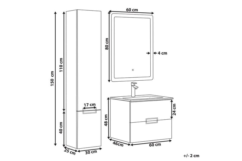 Kylpyhuonekaappi Tudela Valkoinen - Valkoinen - Talo & remontointi - Keittiö & kylpyhuone - Kylpyhuone - Kylpyhuonekalusteet - Seinäkaappi & korkea kaappi